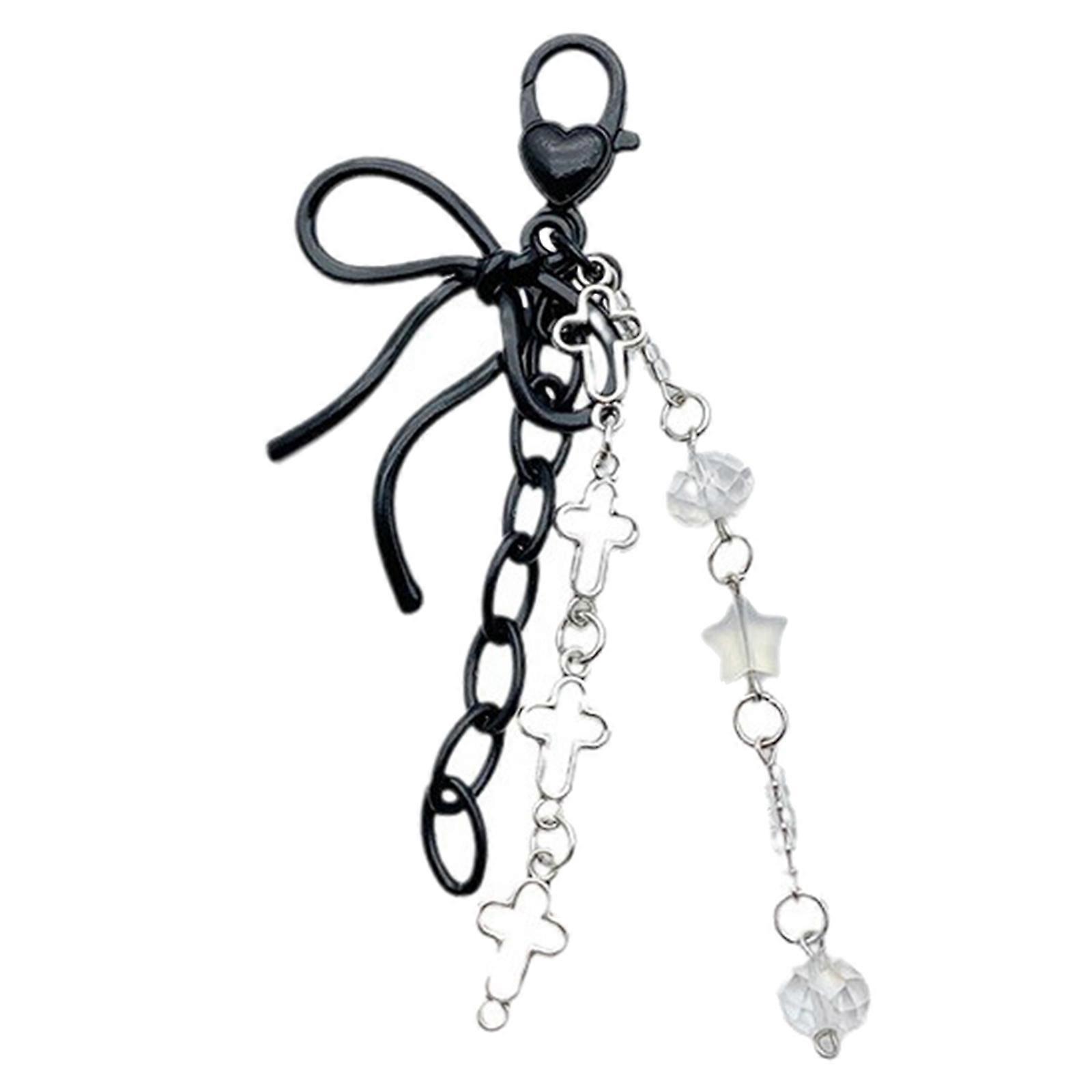 Elegant Bag Charm Keychain Jellyfish/Star/Crucifix Bowknot Keyring Colorful Phone Chain Accessory for Bags and Purses