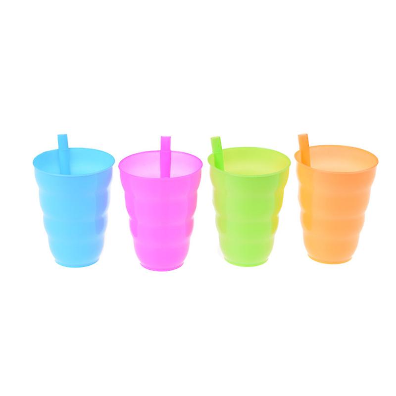 4x Kind Kinder Säugling Baby Sip Cup mit eingebautem Strohbecher Trinken Solid Fe Aa Ew