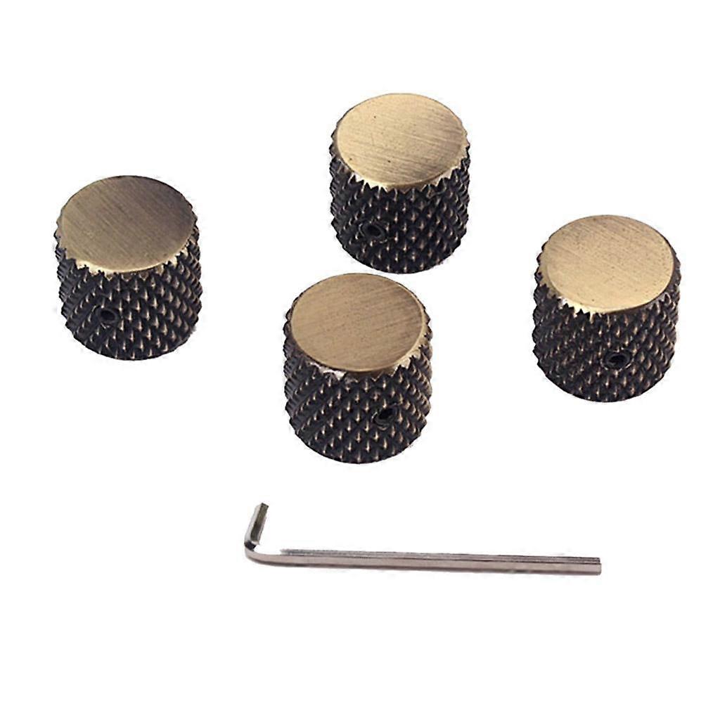 Metal Flat Top Knobs for 1/4" solid shaft pot - Guitar Bronze Set of 4pcs