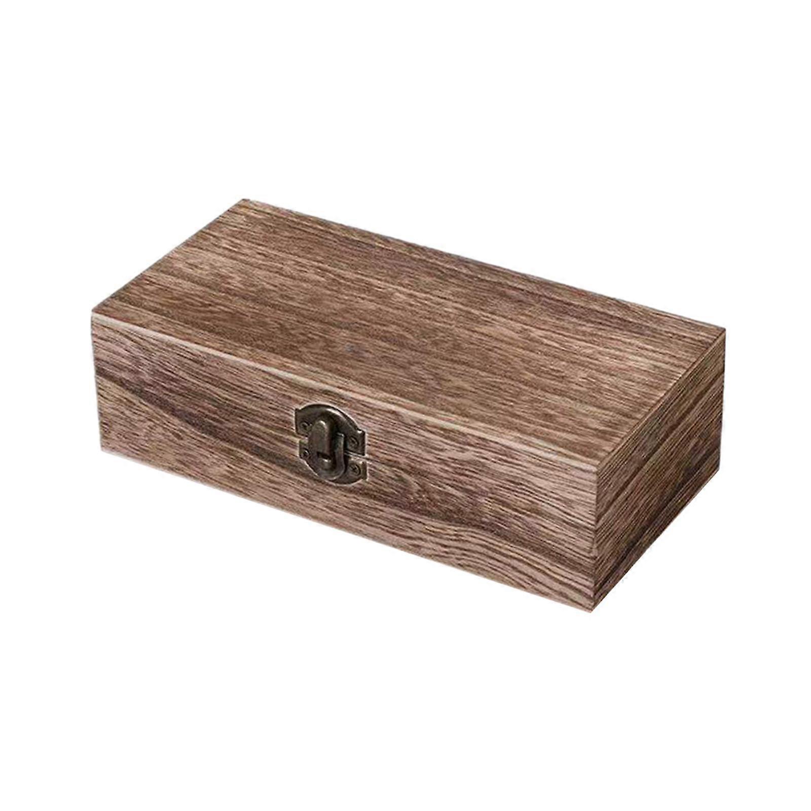 Wooden Storage Box Souvenir Box with Front Clasp Rustic Small Empty Keepsake Box