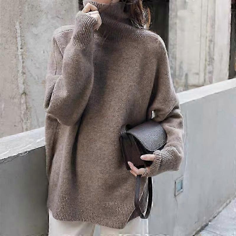 Oversized Turtleneck Knitted Sweater Women Winter Thicken Warm Solid Basic Pullovers Female Casual S