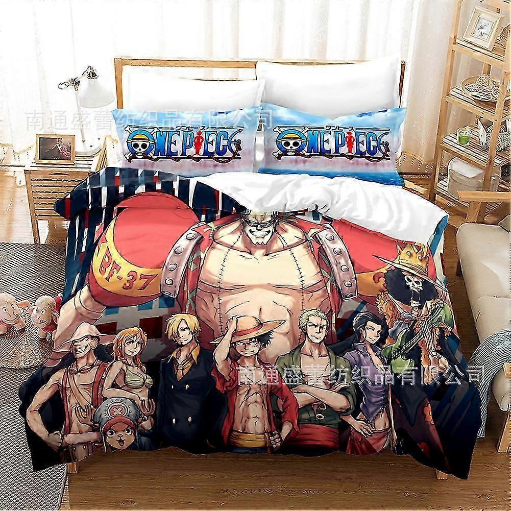 B206 Prześcieradła Anime Juvenile Monkey D.Luffy Zestaw pościeli JEDNOCZĘŚCIOWY Zestaw poszewek na kołdrę Design Zestaw pościeli King Size Kołdry Prześcieradła HBJI206