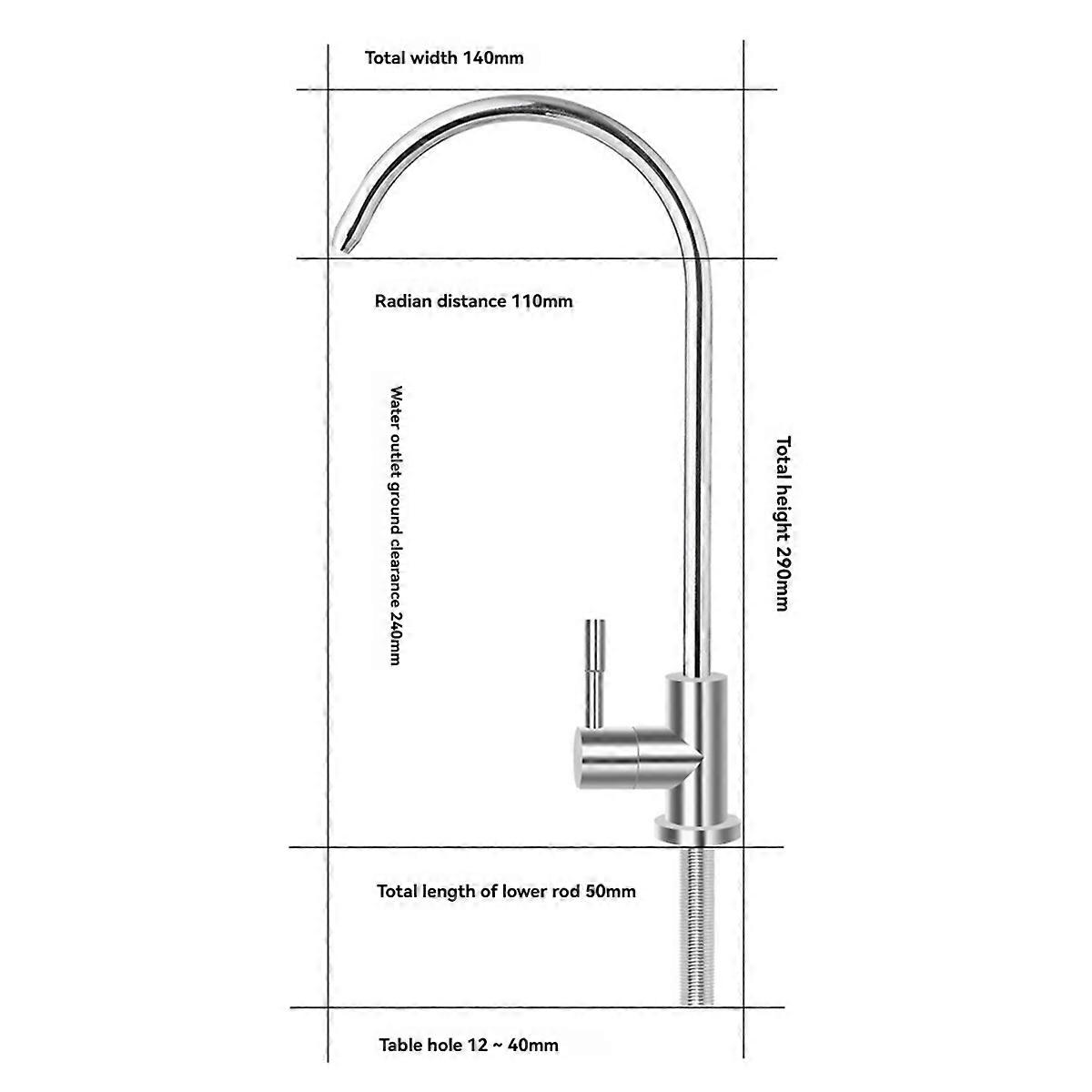 1/4inch Kitchen Sink Faucet Tap Chrome Reverse Osmosis Drinking Water Filter Rotation Faucet Fast Connection