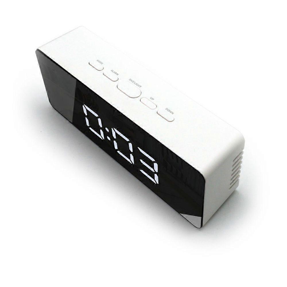 LED Mirror Desk Clock with Snooze Function and Temperature Display