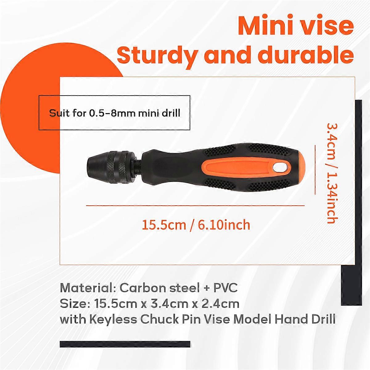 0.5-8mm Mini Hand Drill with Keyless Chuck Pin Vise Model Hand Drill