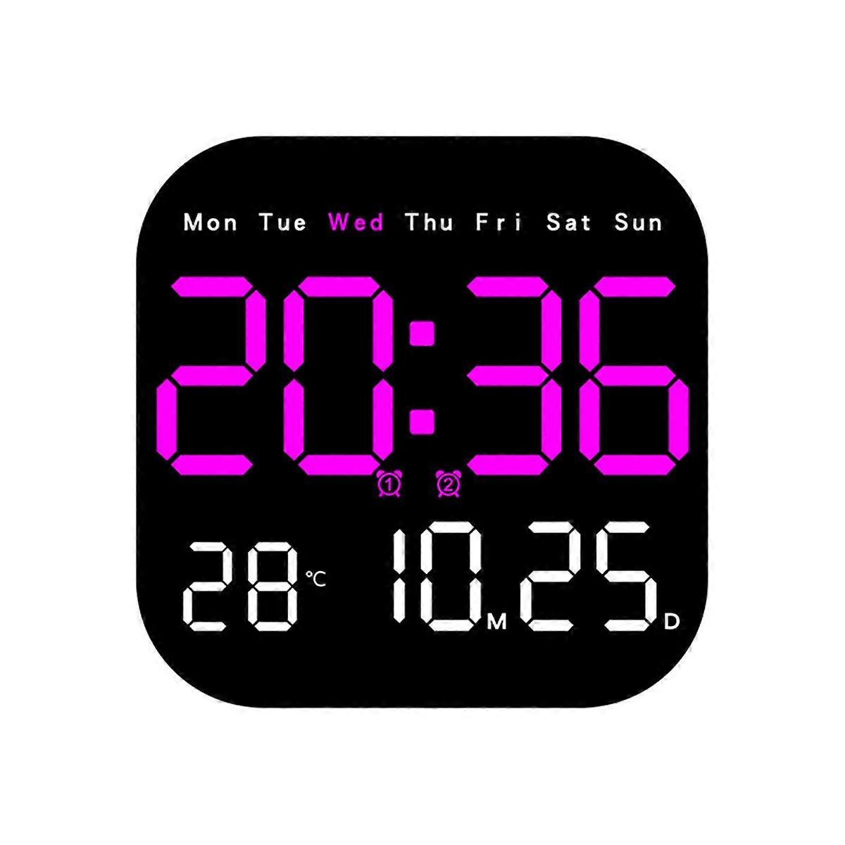 Wall Clocks Temperature Date Week Dispaly Electronic Table Clock,D