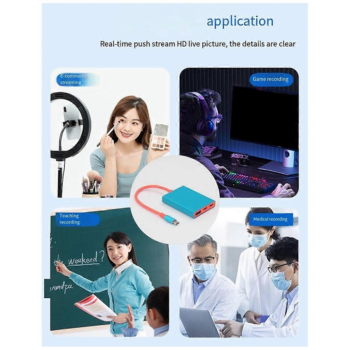 TYPE C HD Video Capture Card Loop-Out Game Camera Live Recording