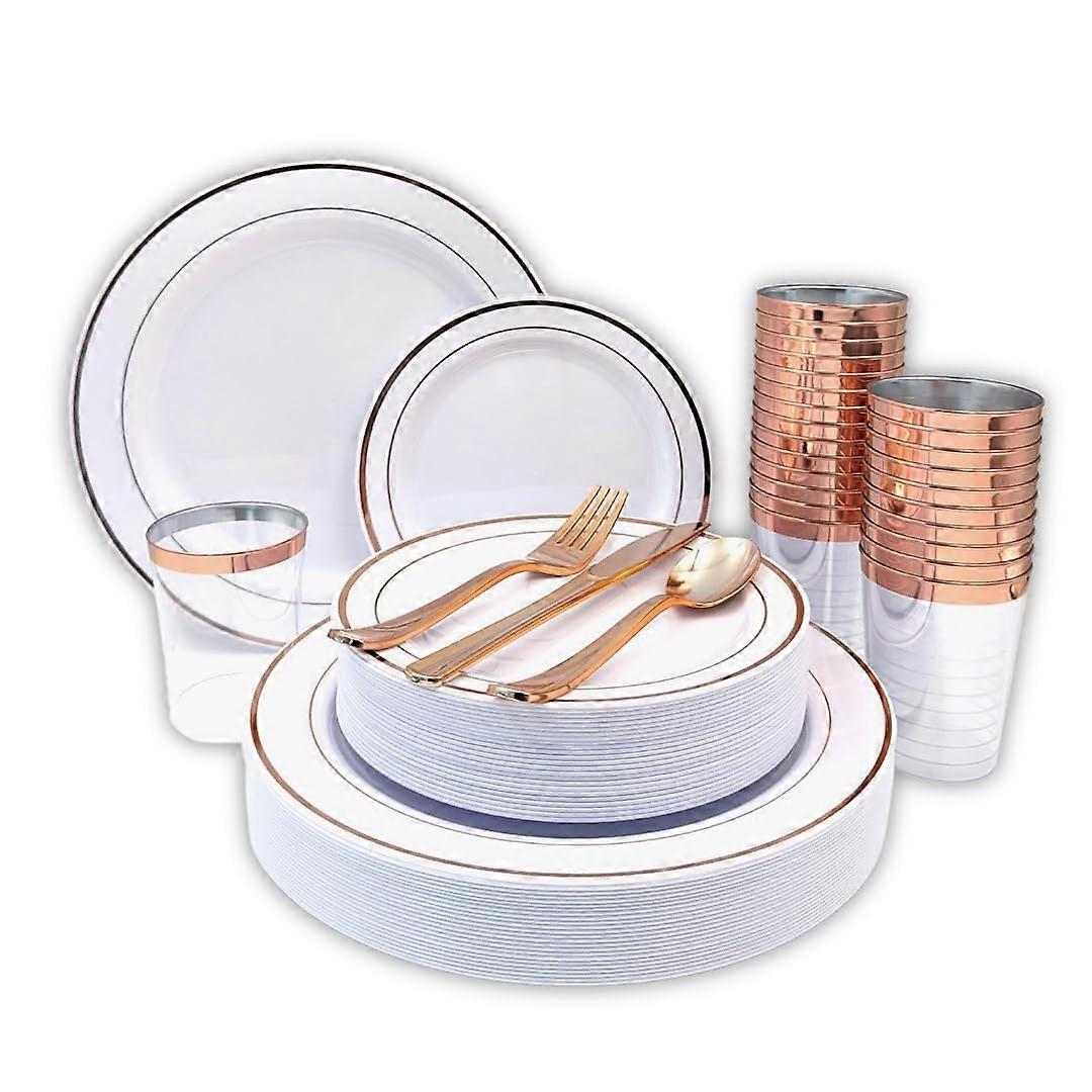 150 Piece Set Tableware Dinnerware Set Premium Heavyweight Reusable Party Plates Serves 25 Guests