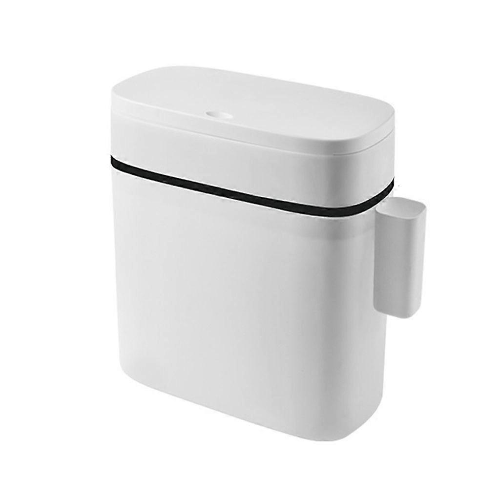 Rectangular Hand Press Slim Plastic Trash Can with Lid 12L/14L Household Barrel Wastebasket Garbage Container Bin Multicolor