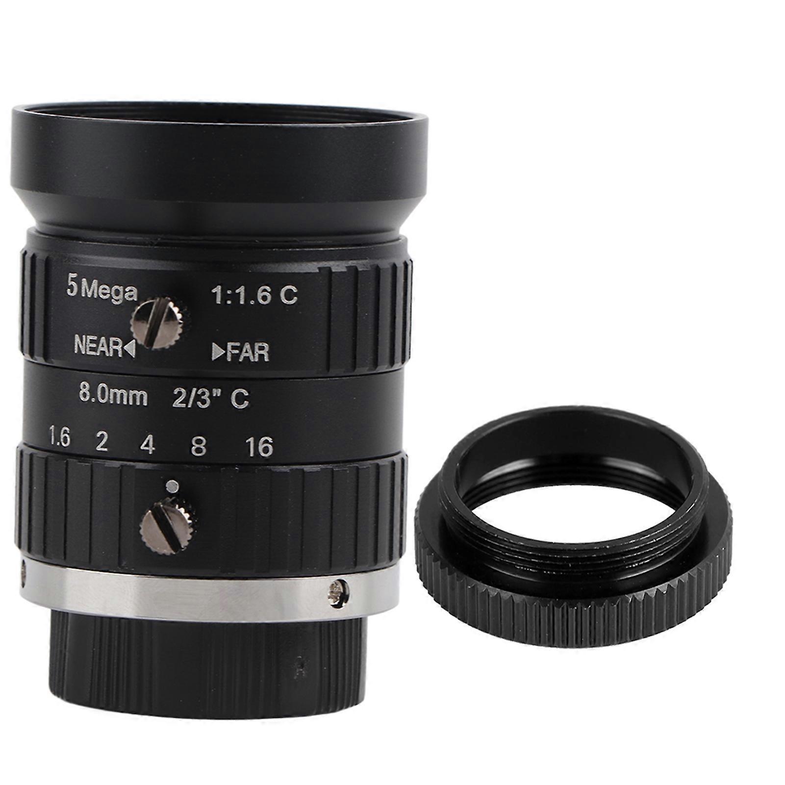 5MP 8mm Camera Lens - Manual Iris, Low Distortion, Fits Most CCTV Security Cameras