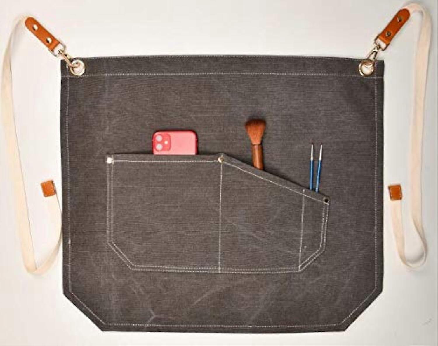 Canvas Work Apron - Half Waist Kitchen Apron with Towel Loop for Men & Women