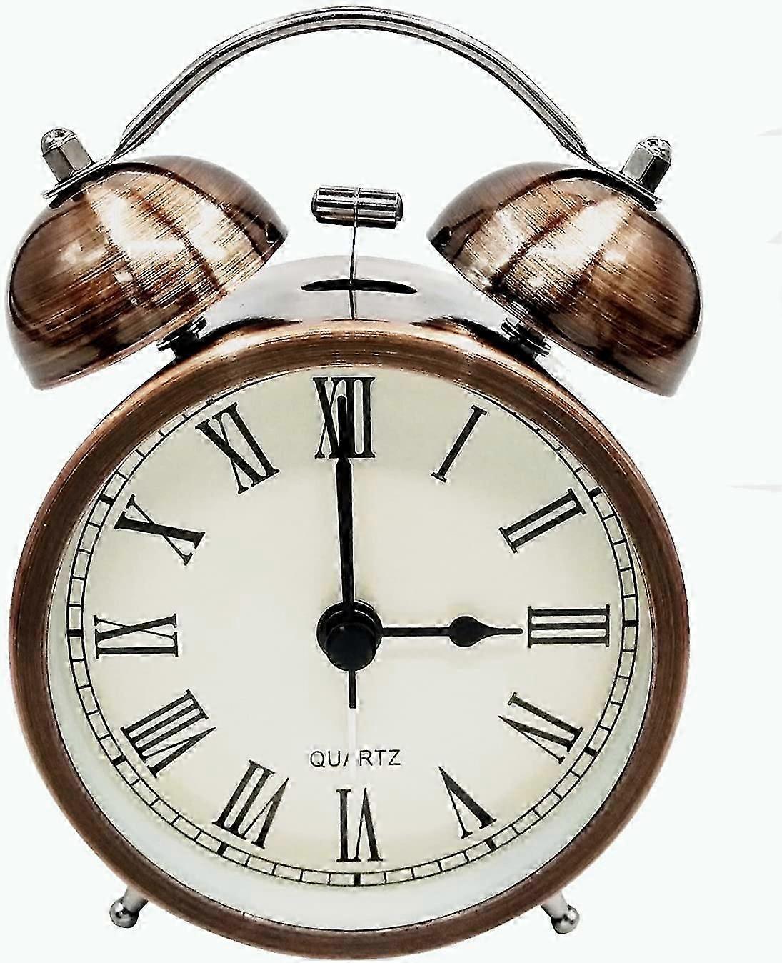 Retro Silent No Tick Travel Wecker, Analog Quarz Dual Clock mit lautem Wecker