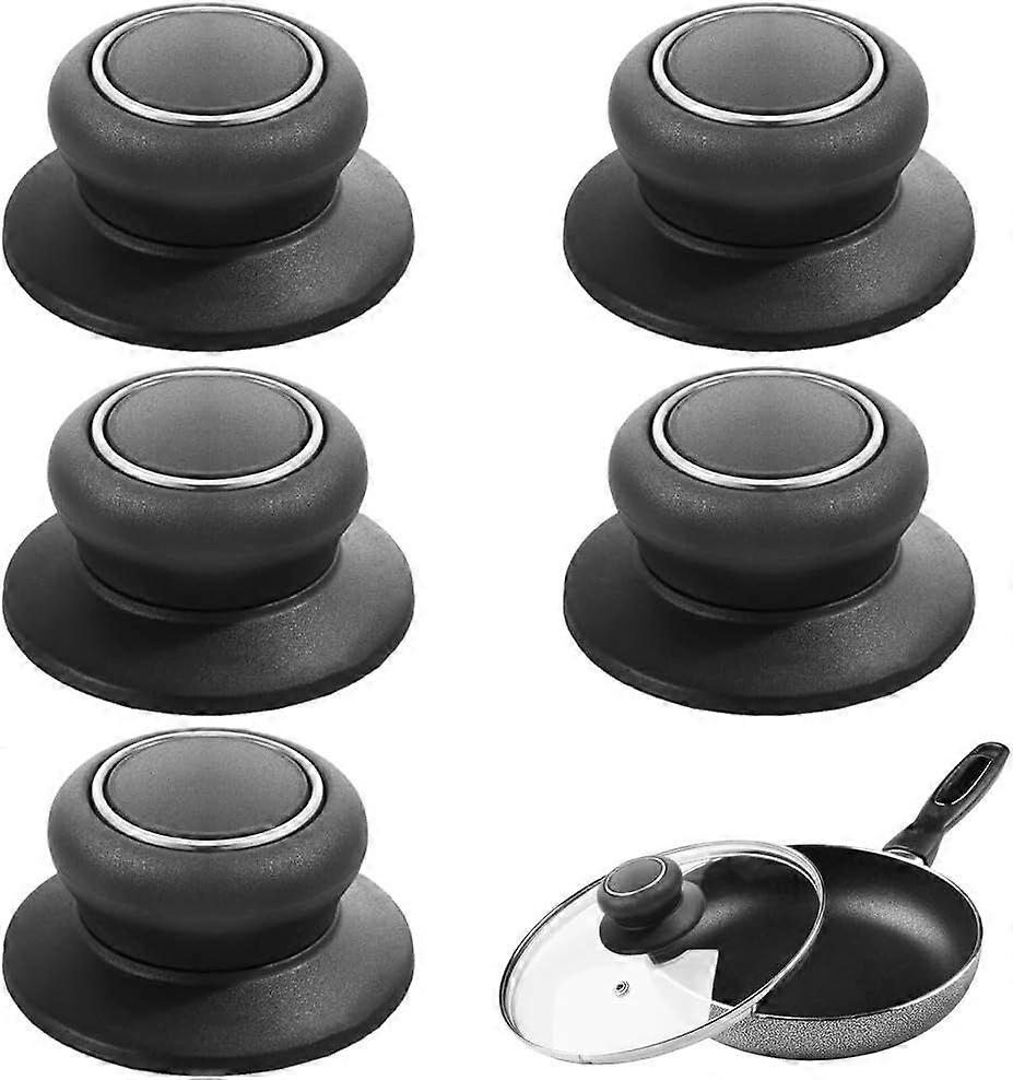 5 Pieces Universal Replacement Knobs for Pot Lid, Kettle and Saucepan Black