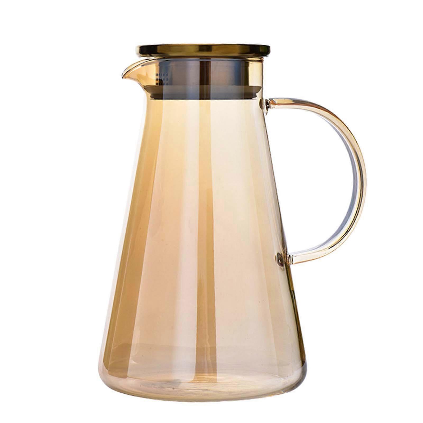 Glass Pitcher With Lid 2 Liter Large Capacity Hot And Cold Pitcher With Handle For Homemade Beverages Juices Iced Tea And Milk