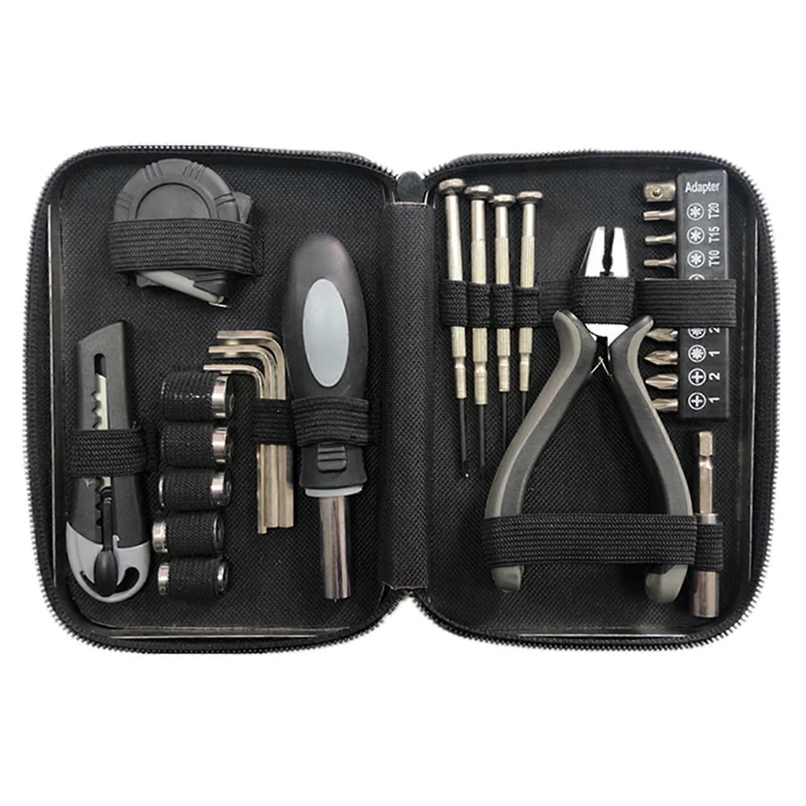 Hardware Tools Kit 27pcs All Purpose Tool Box Iron Multi-Functional Screwdriver Wrench Tape Measure Professional Repair Set