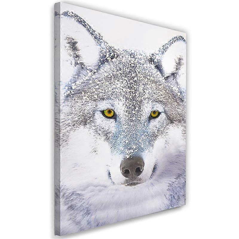 Fotobehang, Witte wolf in de sneeuw - 70x100