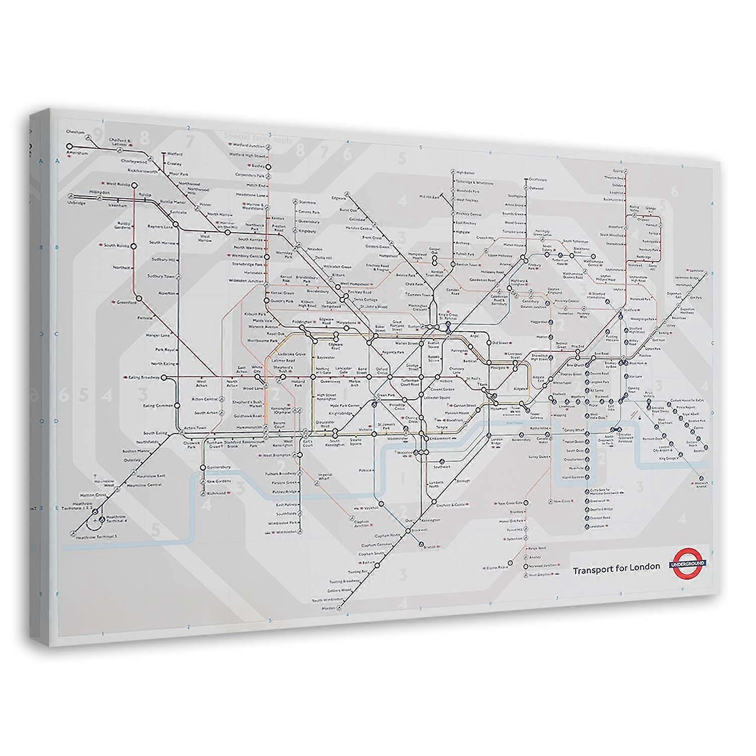 Fotobehang, Londense metro - lijnplan - 100x70