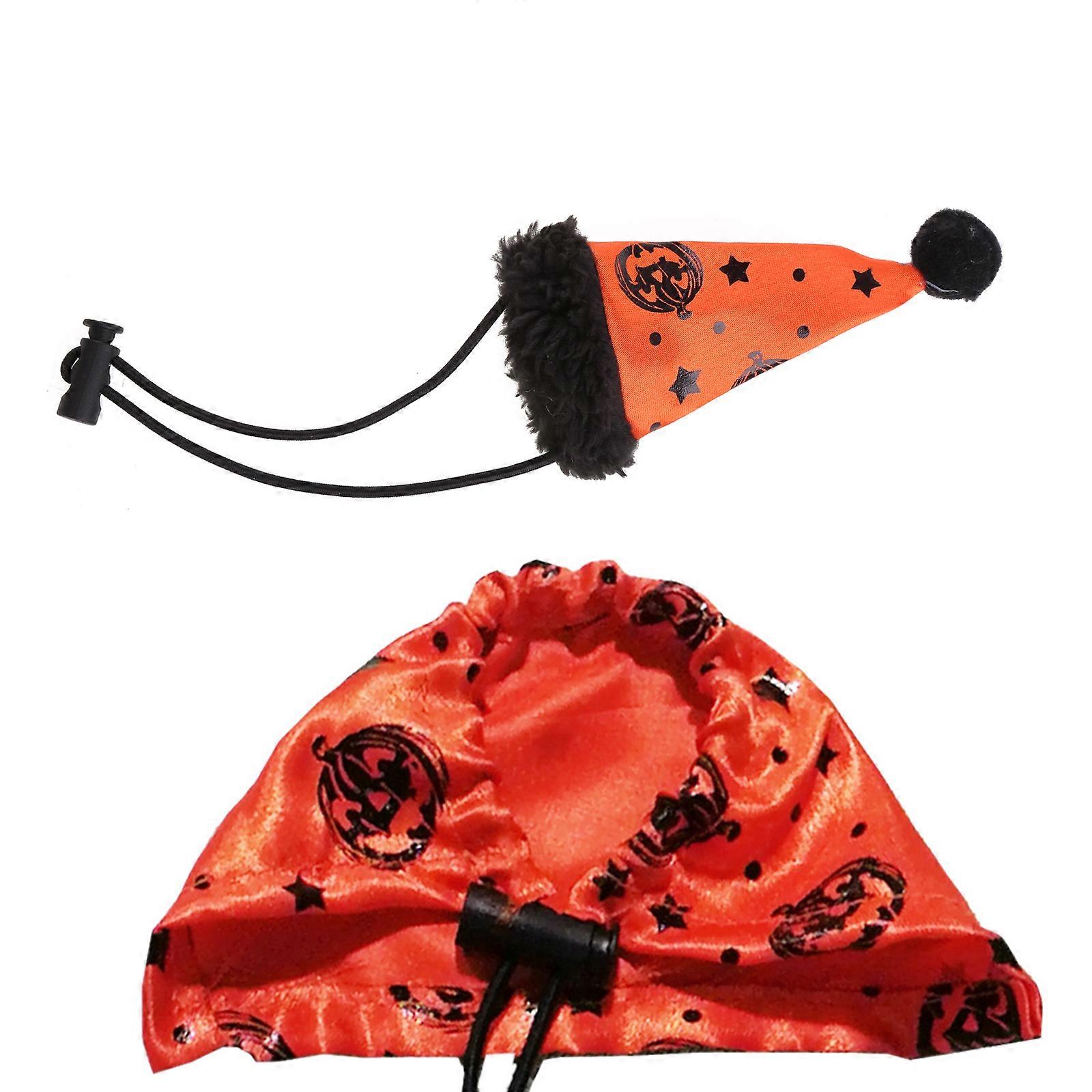 Bearded Dragon Halloween Hat and Cloak Orange with Pumpkin Print Adjustable Lizard Costume Set Soft Comfortable Multicolor