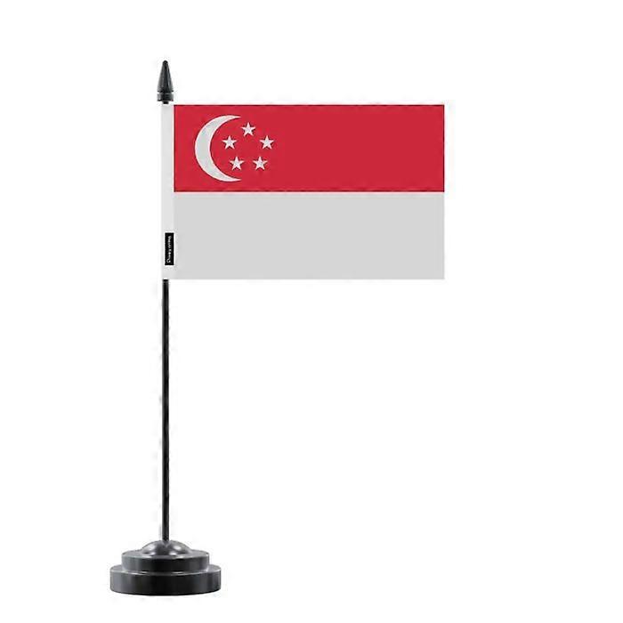 Table Flag - Multicolored - Singapore - 14 x 21 cm - Plastic Pole - Double-Sided Print