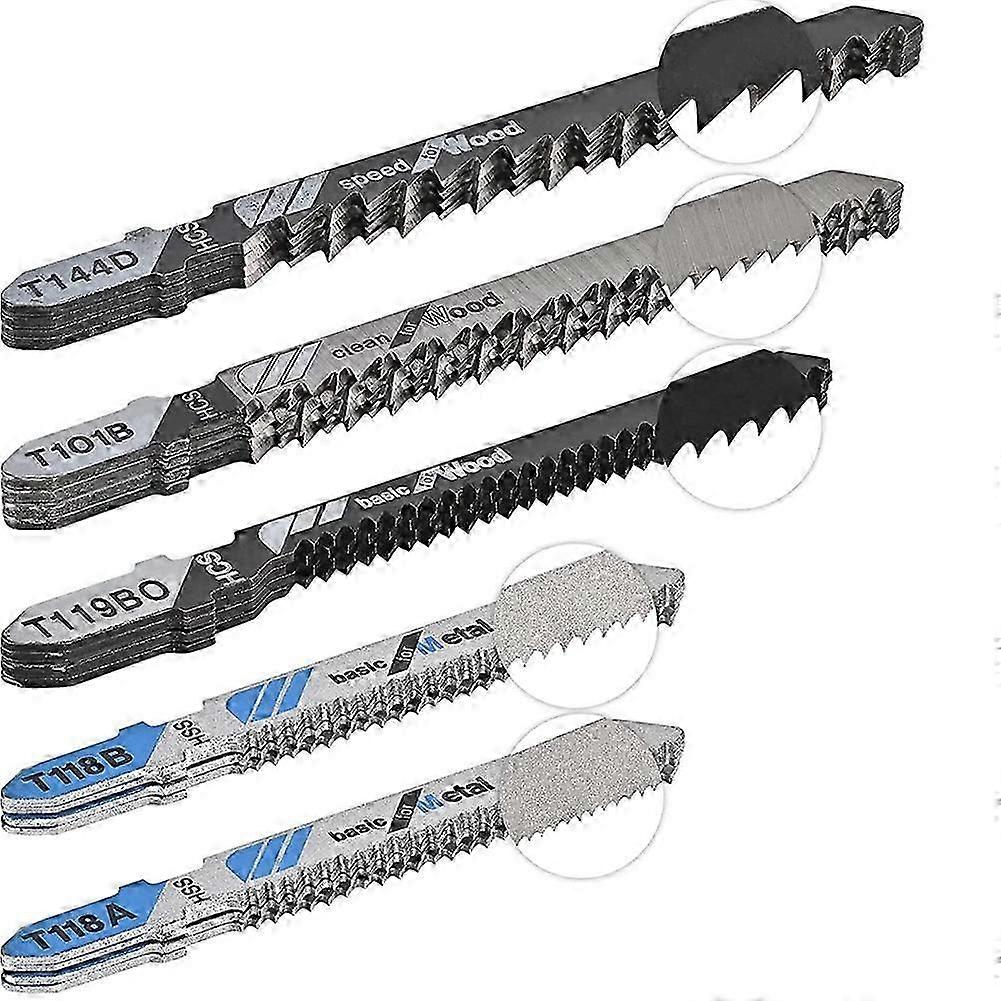 20 PCS Jigsaw Blades Set, Assorted T- Replacement Jig Saw Blades Set for Cutting Wood and Metal