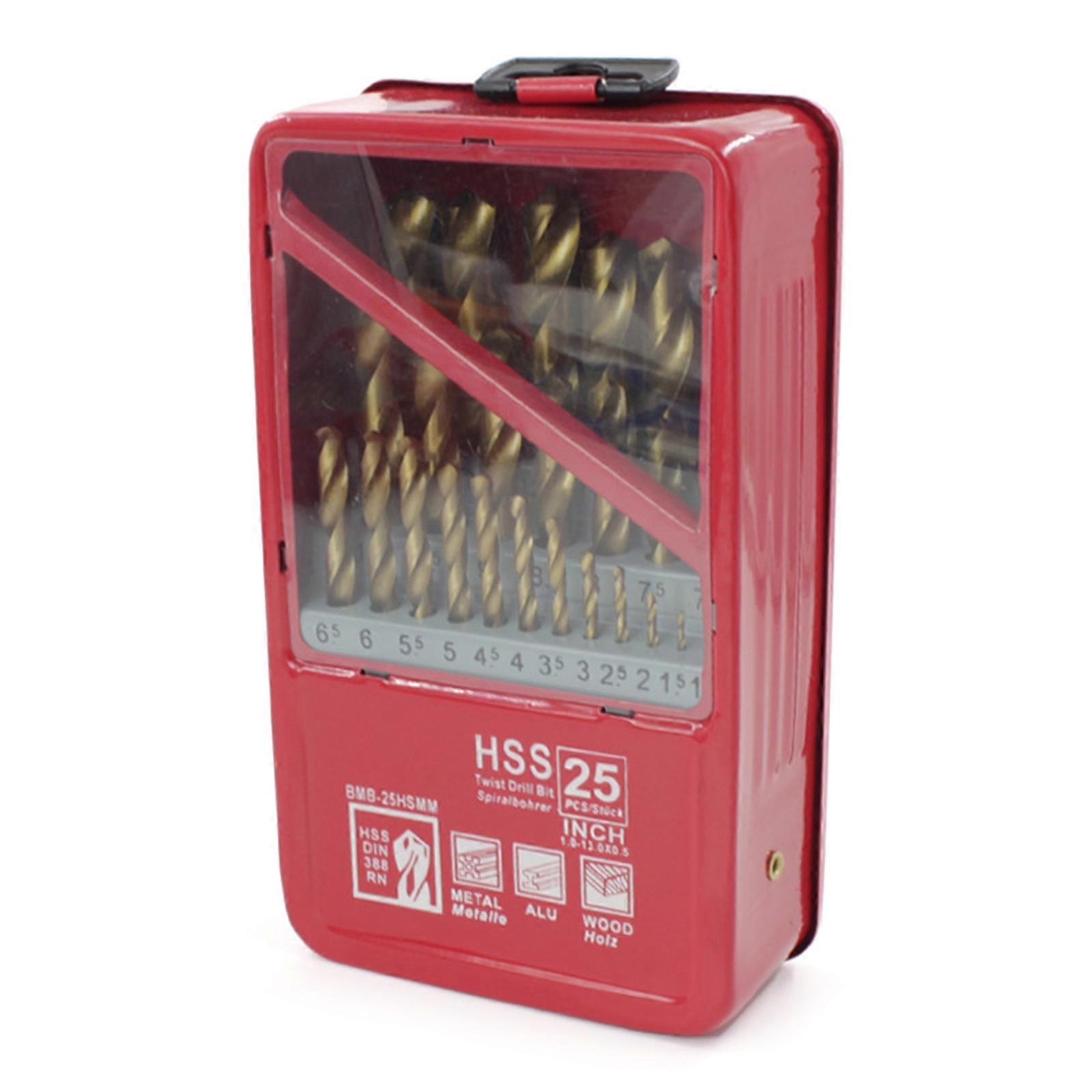 HSS Drill Bits Kit Titanium Twist Drill Bit for Steel Wood Plastic High Speed Steel Drill Bits with Storage Box (1-13mm)
