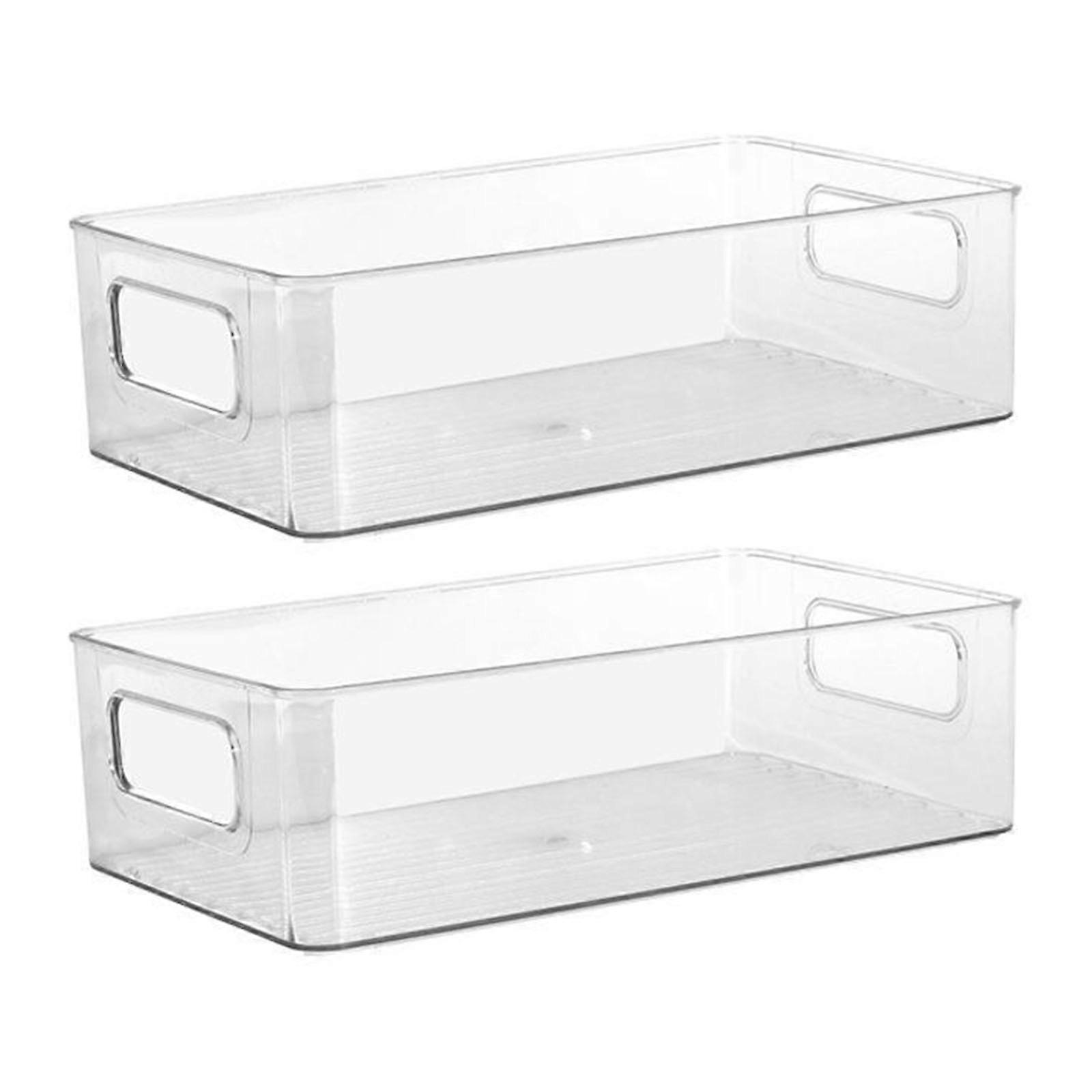 2Pcs Stackable Storage Bins Acrylic Pantry Organization Storage Bins For Kitchen Storage Container with Handles Cabinets