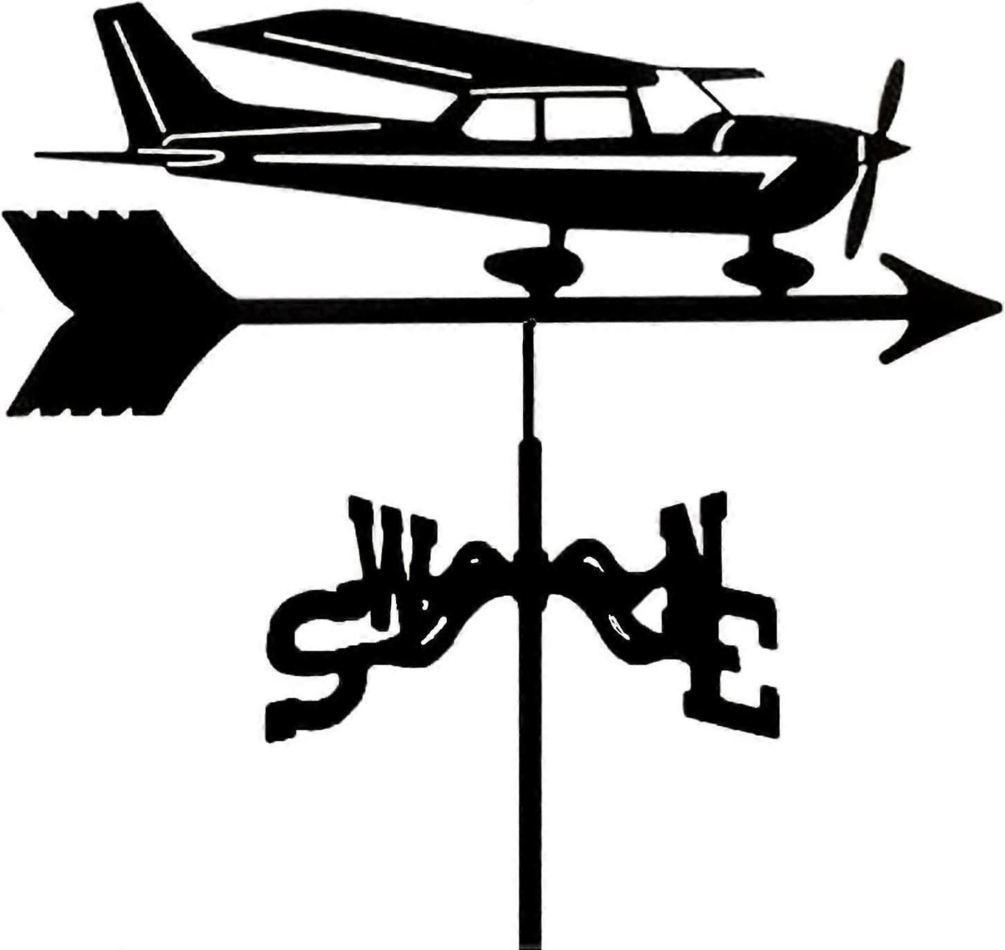Weather vane with airplane motorcycle ornament, stainless steel wind direction indicator Ref: 9789