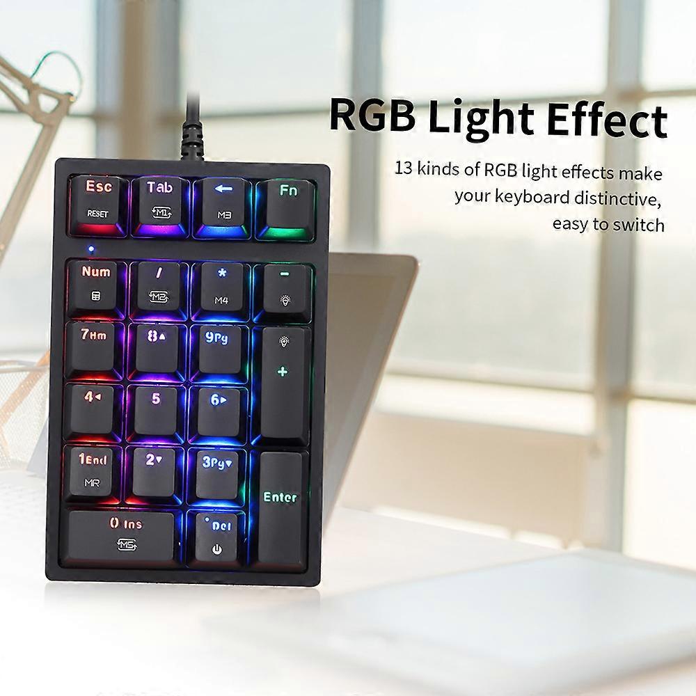 Motospeed K24 Numeric Mechanical Keyboard 21 Keys USB Wired Keyboard with 13 RGB Light Effects OUTEMU Red Switch