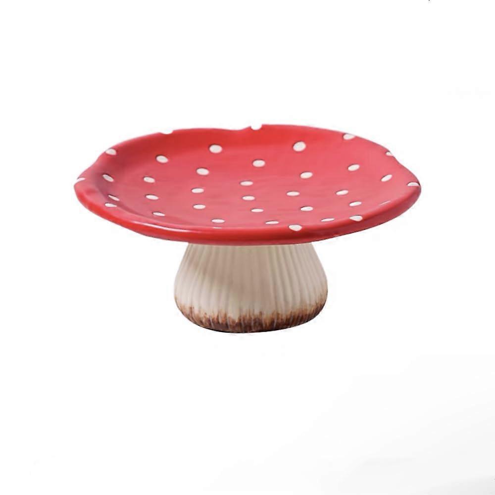 Cute Red Mushroom Plate Ceramic Fish Bowl for Salad Fruit Dessert Pancake Steak Spaghetti Set of 4 Colour A