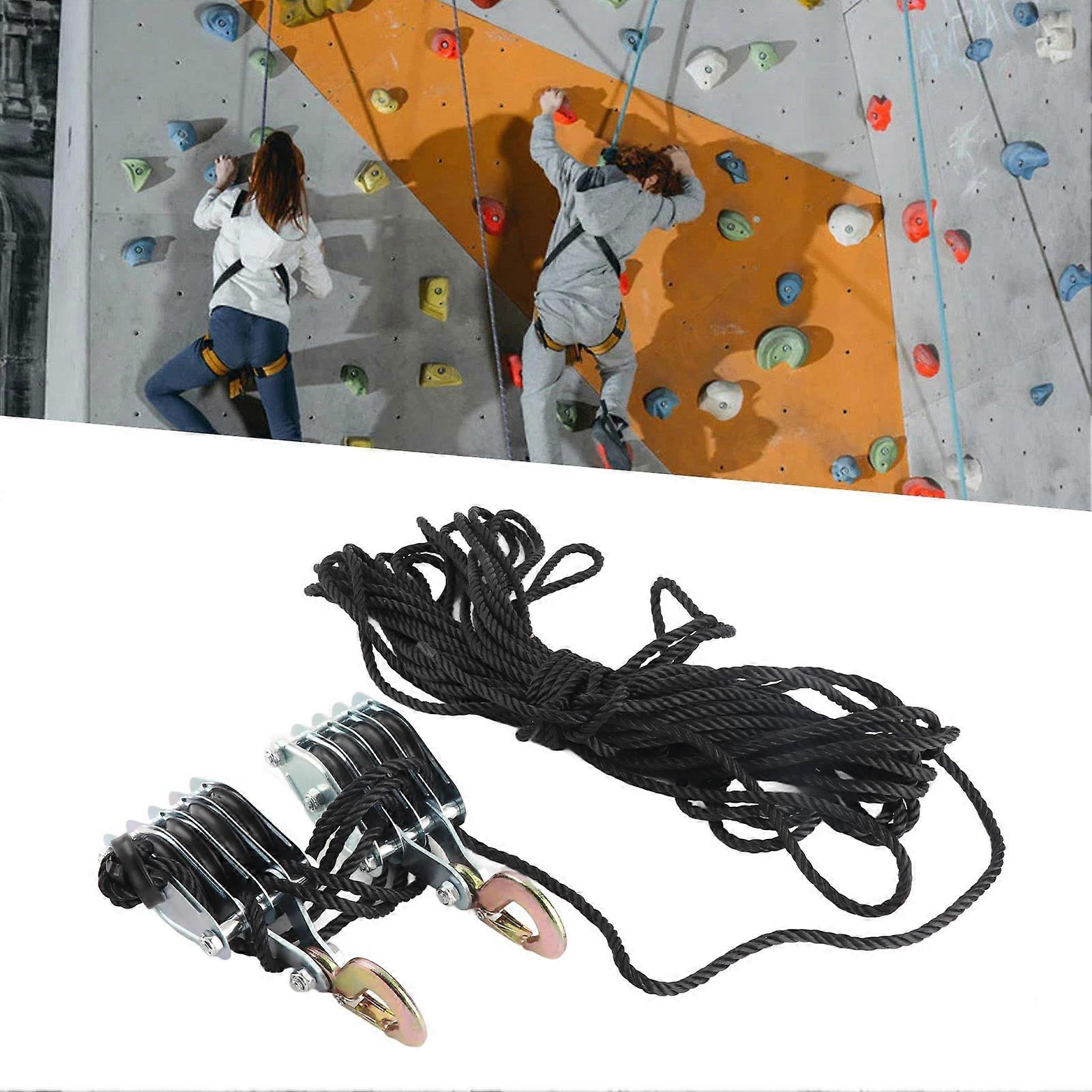 Rope Hoist Pulley System 4400lb 8:1 Ratio Lifting Power Heavy Duty Block Tackle for Lifting Heavy Objects