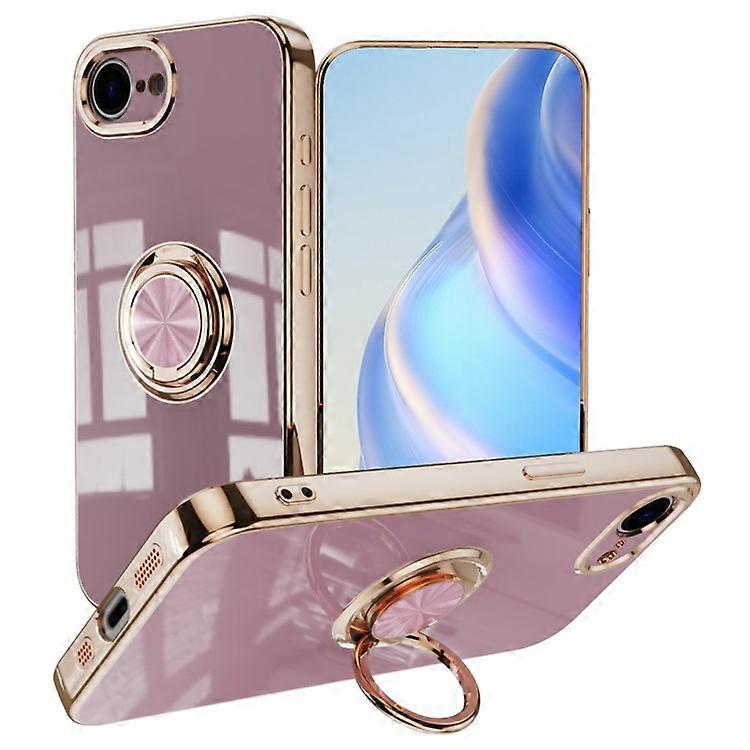 Compatible For iPhone 16e Case Precise Cutouts 6D Electroplating TPU Phone Cover with Ring Holder