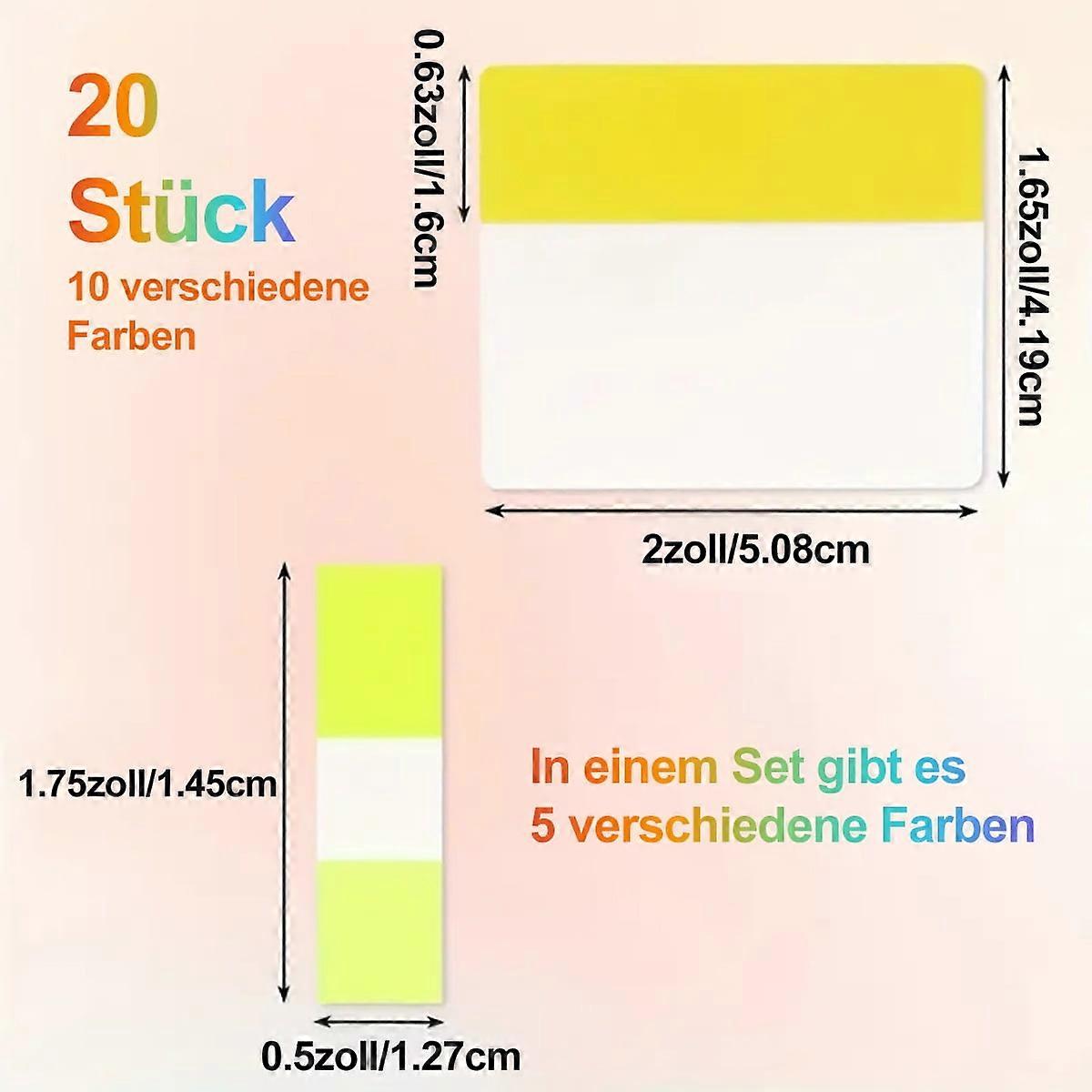 480 Adhesive Tabs, 5.3 x 4 cm, for Books, Binders & Folders - 24 Sets in 12 Vivid Colors Repositionable Colorful Page Markers