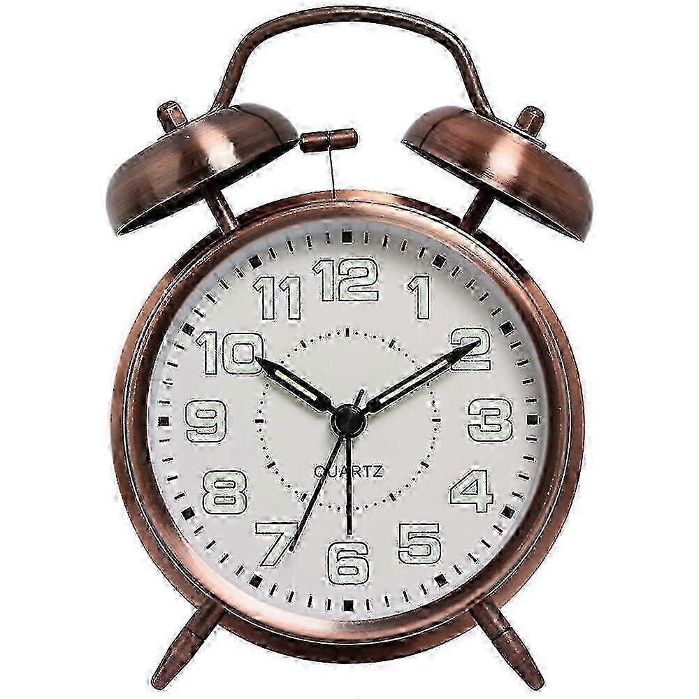 Loud Alarm Clock for Heavy Sleepers, Silent Non-Ticking Quartz with Backlight, Twin Bell