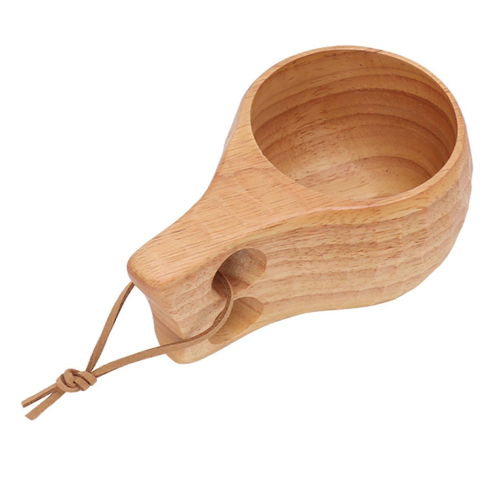 2025木製キャンプカップラージハンドル頑丈な木材絶妙な質感ハイキング屋外コーヒーミルク用の木製飲用マグカップ