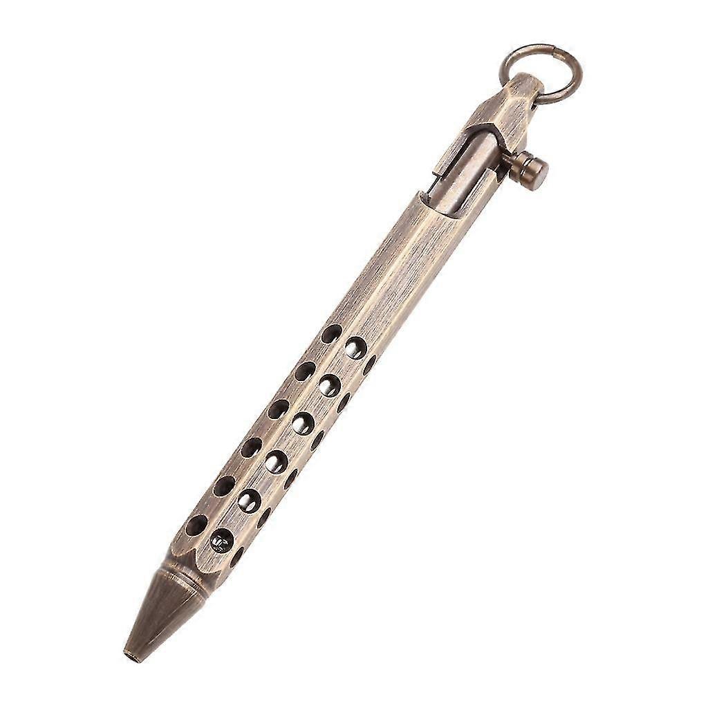 Hexagonal Bolt Type Action Gel Pen School Stationery Handmade Solid Brass Pen