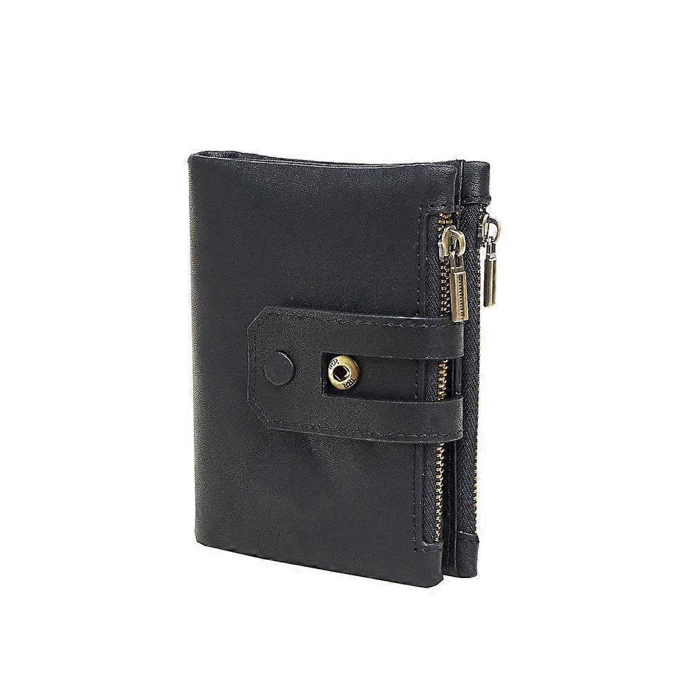 Men Wallet Leather Multi-Card Storage Large Capacity Black Rectangular For Office Parties Daily Occasions 1Set