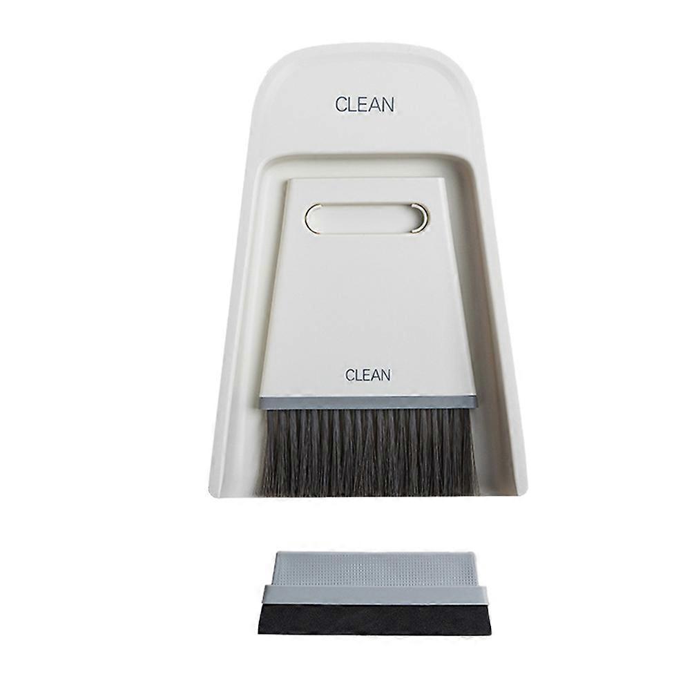 Desktop Broom Mini Dustpan Brush for Household Users in Grayish White 1Set