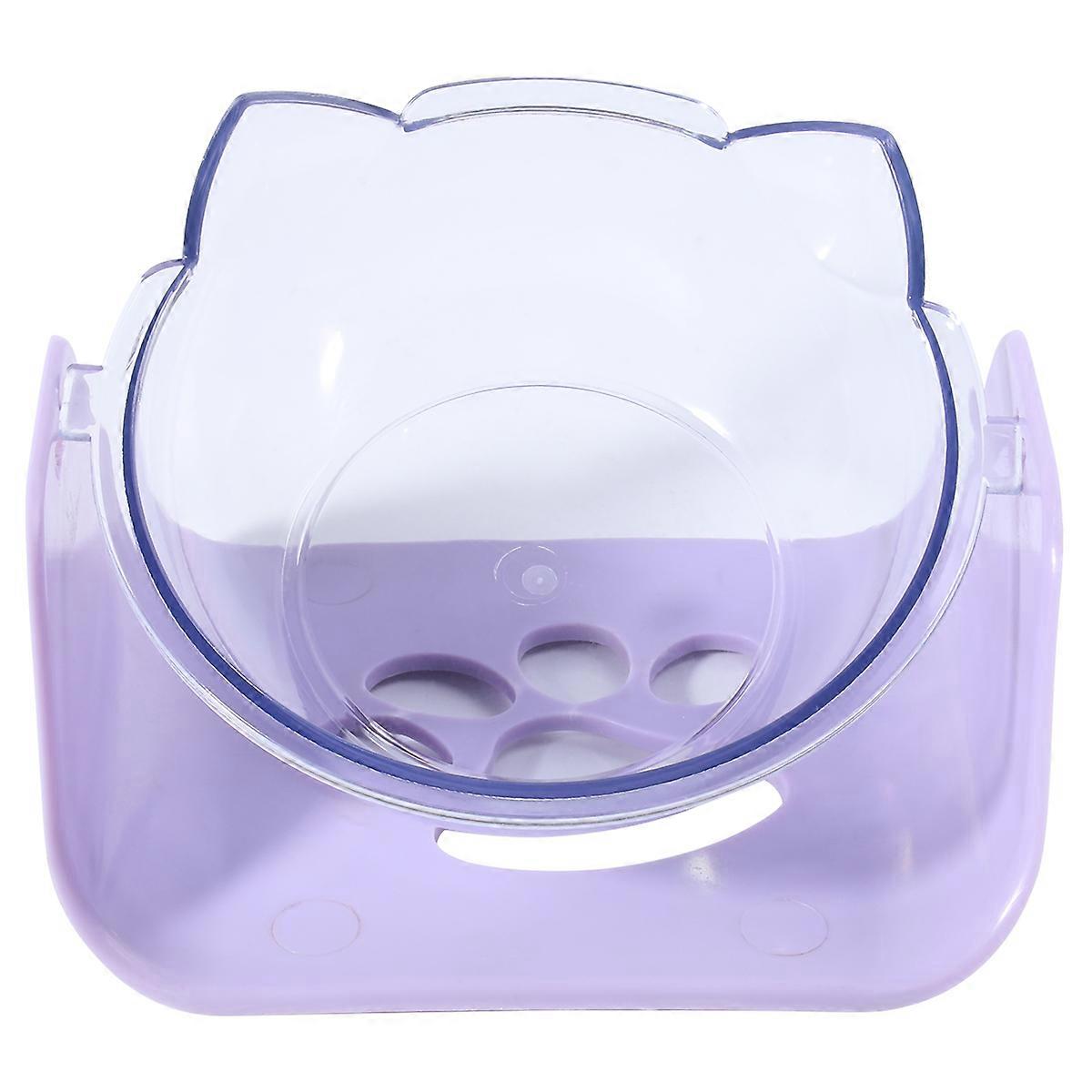 Cat Eating Bowl Cat Shaped Bowl Neck Protective Bowl For Feeding Cats Dual Purpose Food and Water Purple 16x13cm 1Pack