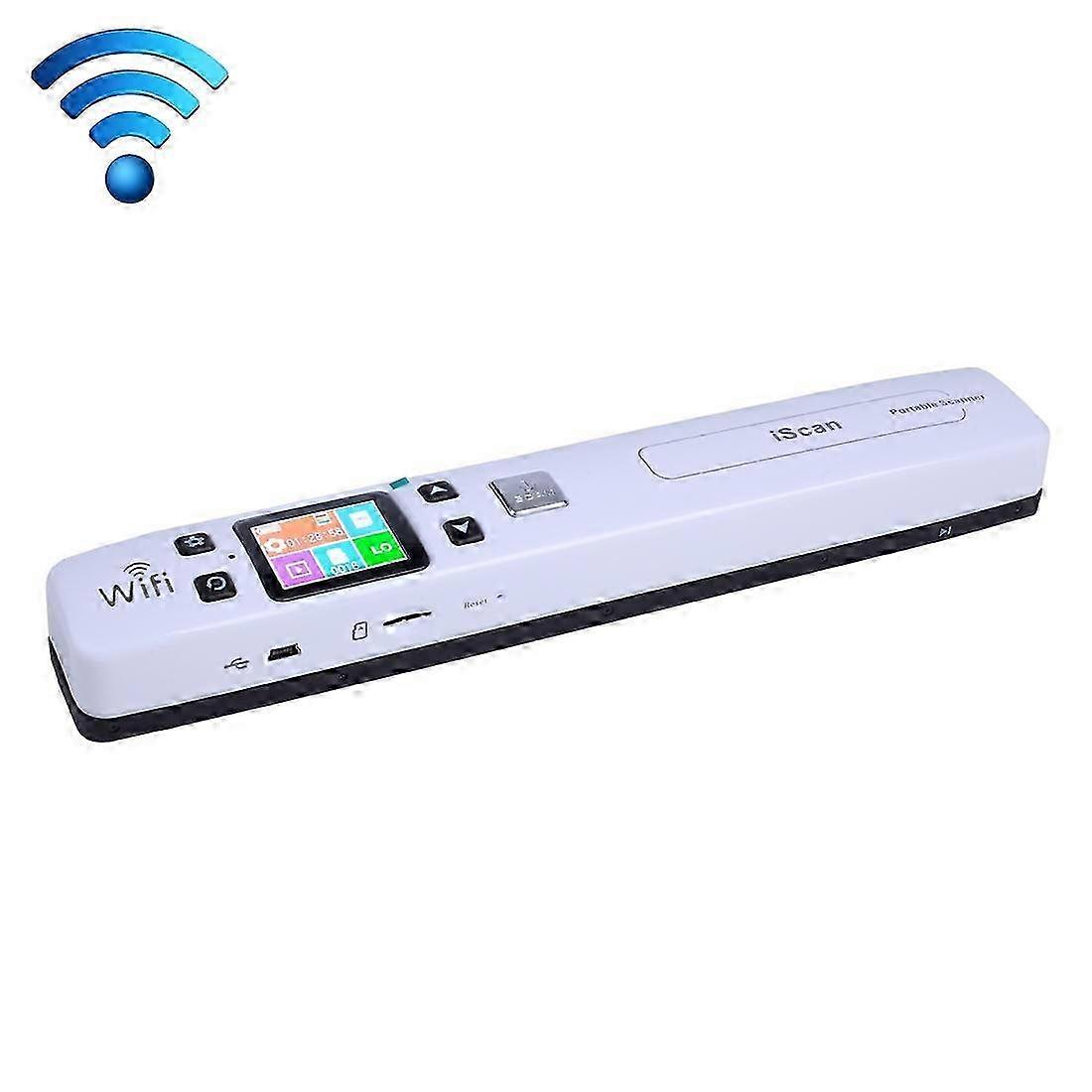 (White) Iscan02 Wifi Double Roller Mobile Document Portable Handheld Scanner With Led Display, Support 1050dpi / 600dpi / 300dpi / Pdf / Jpg / Tf