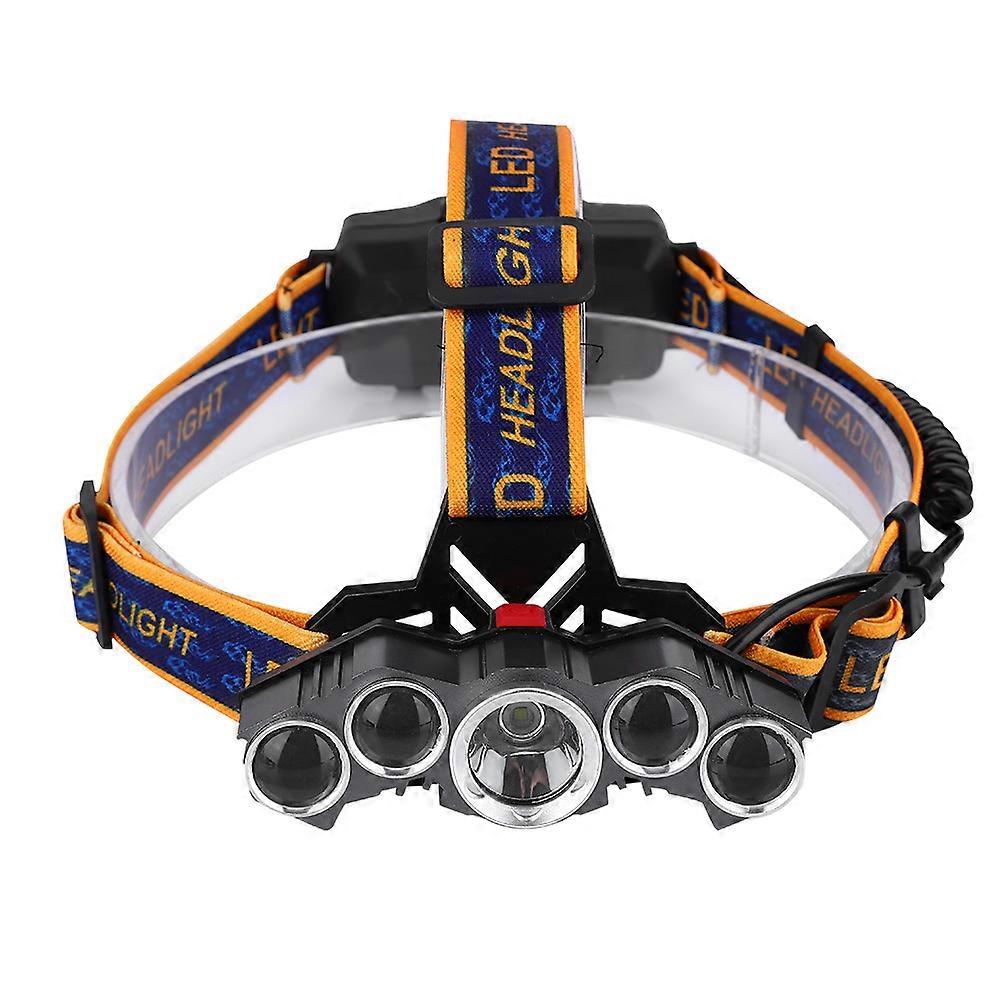 20000LM Five LED Headlamp USB Charging Waterproof Outdoor Head Torch for Camping Running Fishing