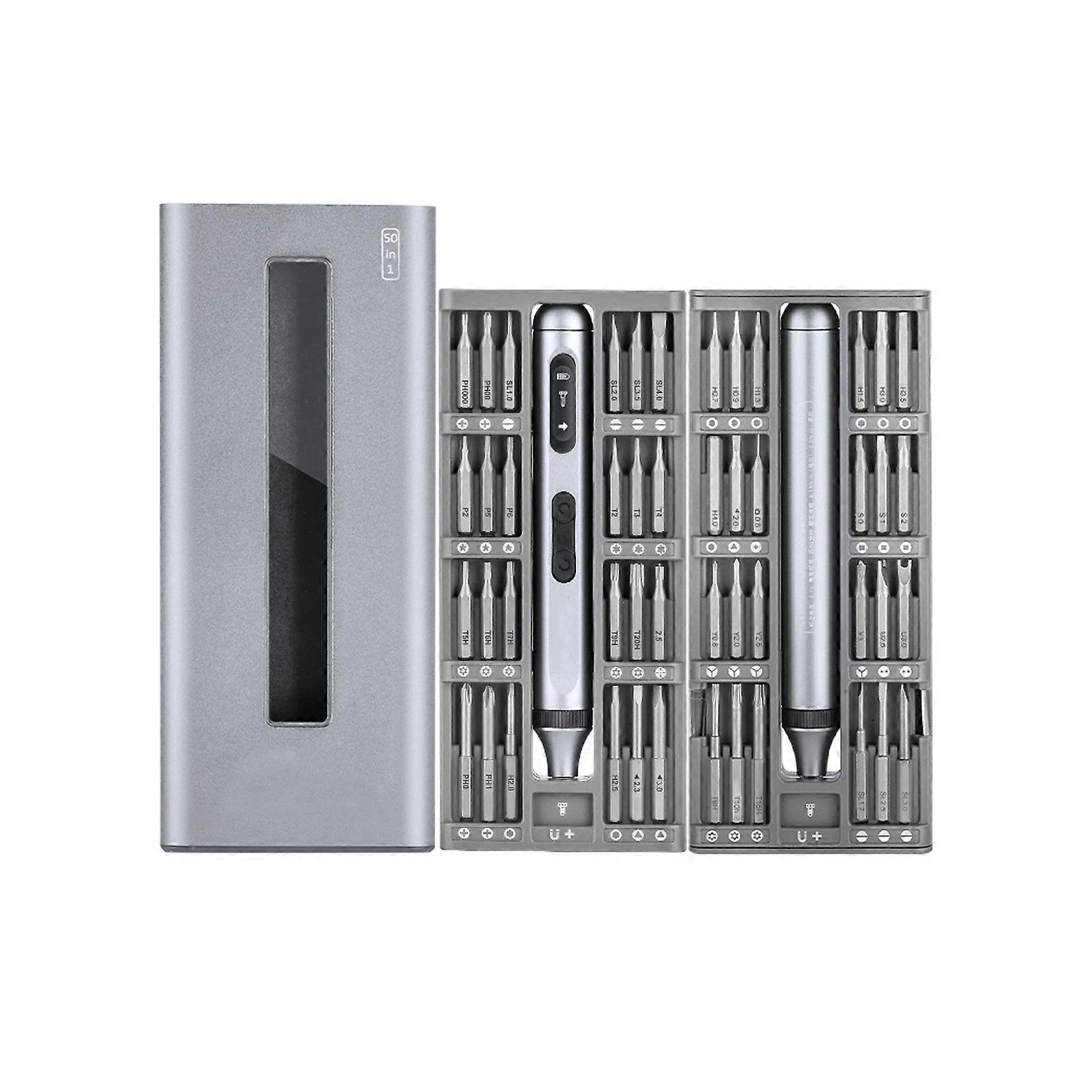 50 in 1 Electric Screwdriver Adjustable USB C Rechargeable Replaceable Power Tool with LED Light for Mobile Phone Multicolor