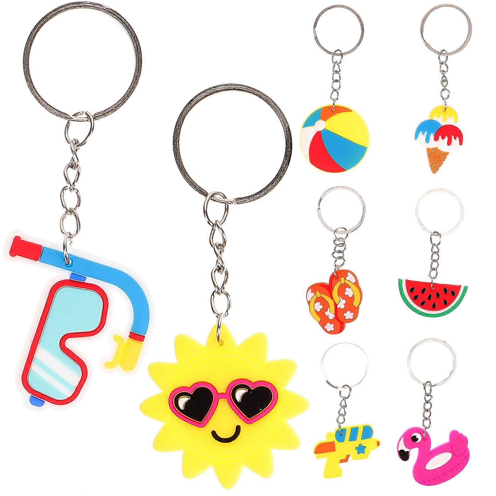 Keychains Decor Summer Theme Keychain For Festivals Square Shape PVC And Rubber Material 10Pcs
