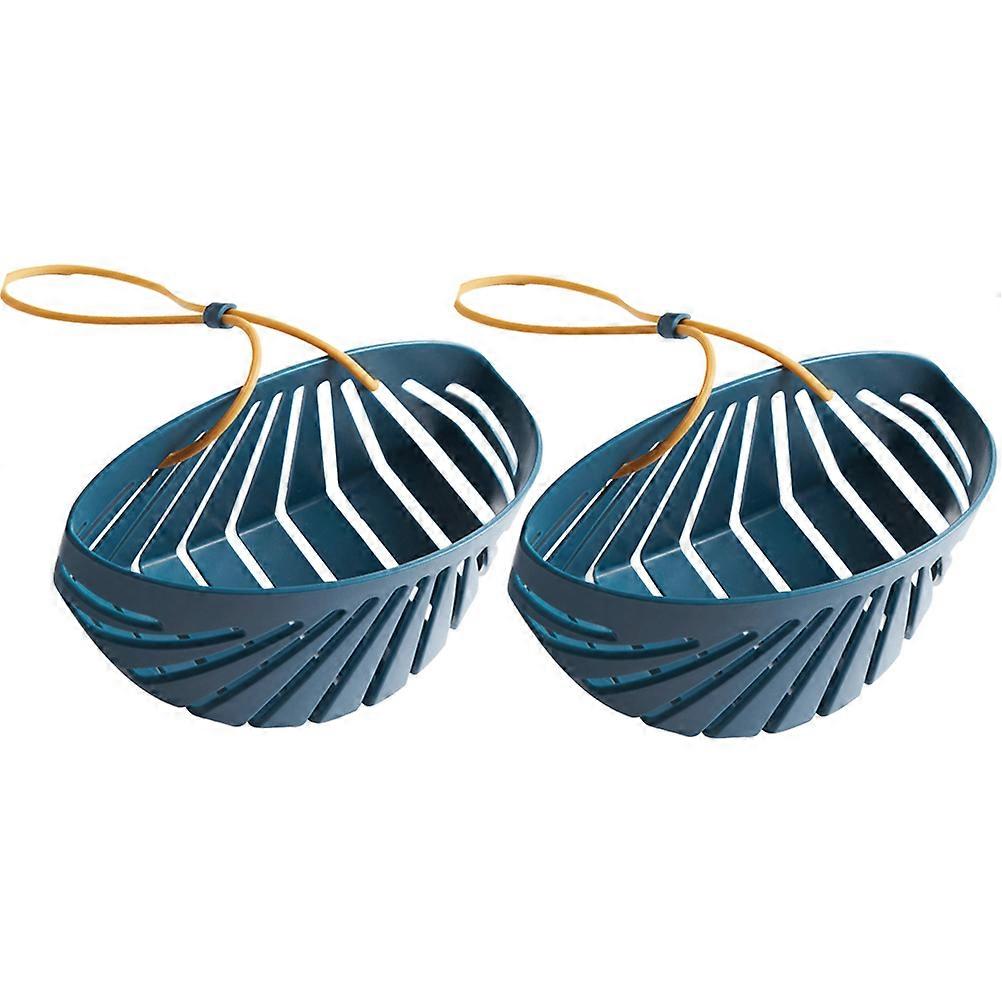 キッチンシンクオーガナイザープラスチックハンギングバスケットブルー14.8 * 7 * 7.3cm排水および保管2パック