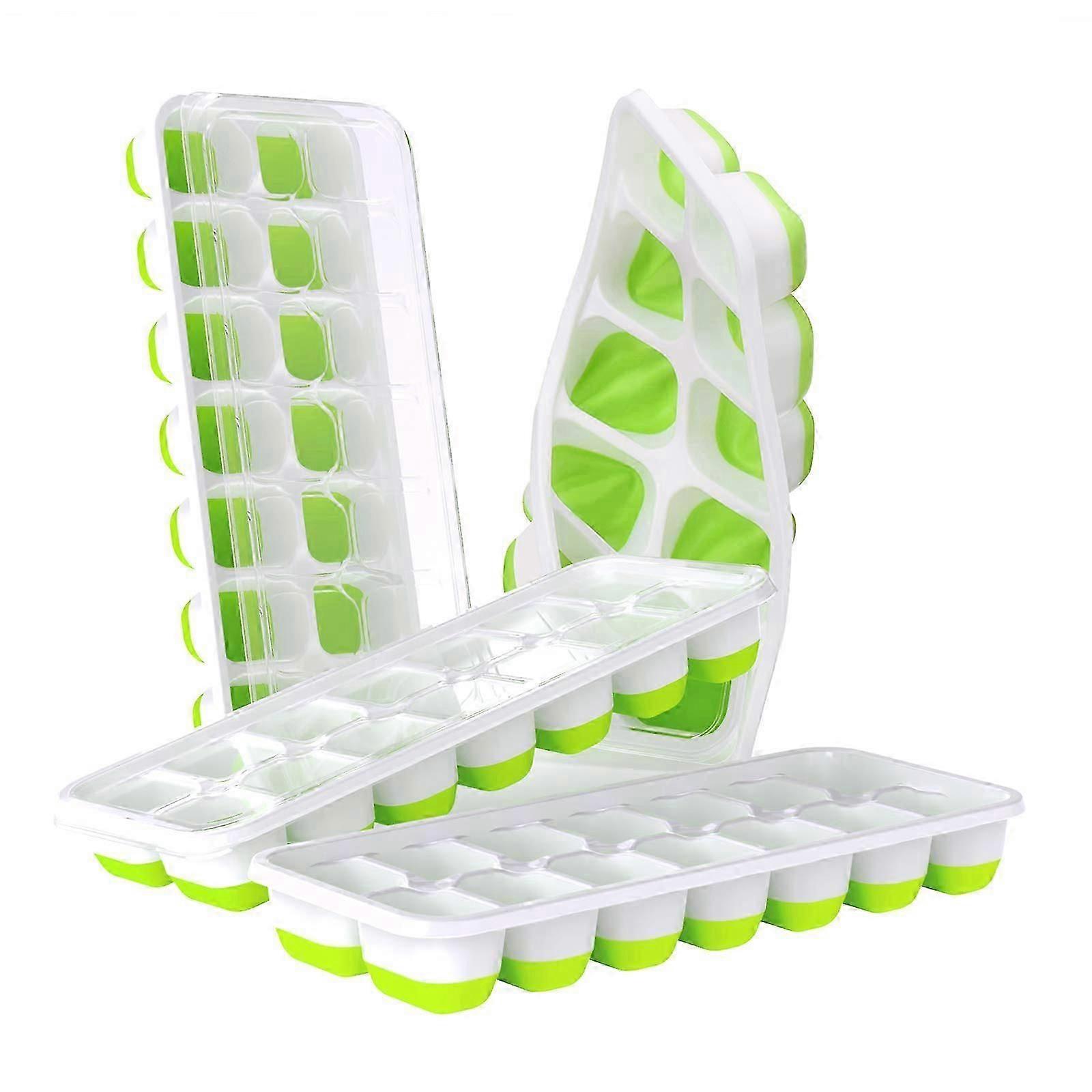 4-Pack Ice Cube Molds - Easy Release Silicone BPA and LFGB Free Stackable (Green)