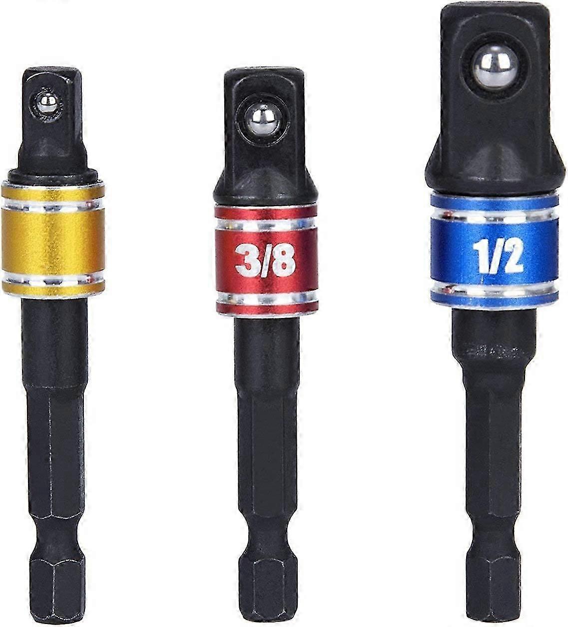 Socket Adapter 1/2 3/8 1/4 Hex Drill Bits Adapter Set Nut Wrench Reducer Socket Adapter Converter Ratchet Wrenches Bits (Black)