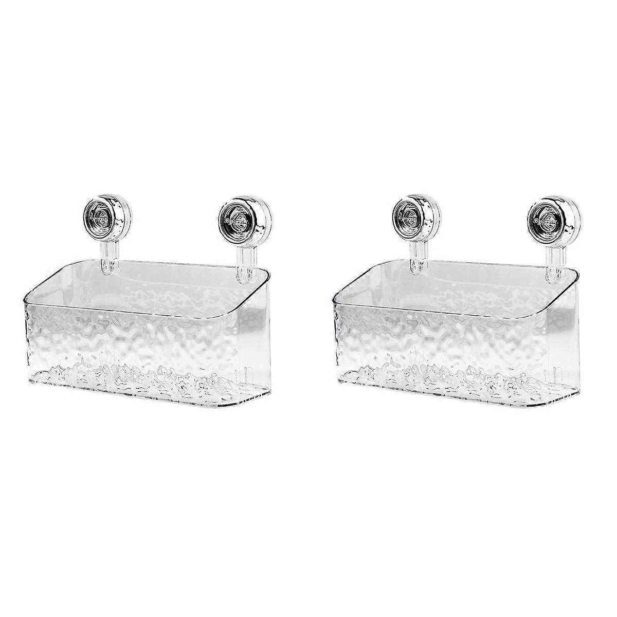 1PC Rotating Suction Cup Storage Rack Storage Box Transparent,L