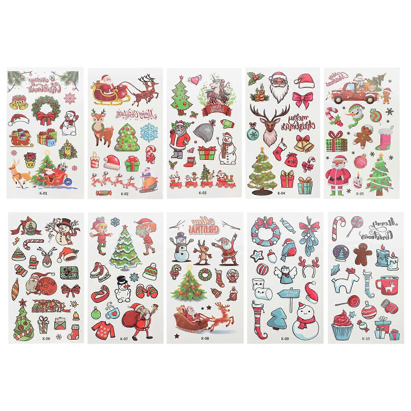 Children Cartoon Sticker Temporary Sweat-Proof 40 Sheets Assorted Color Christmas