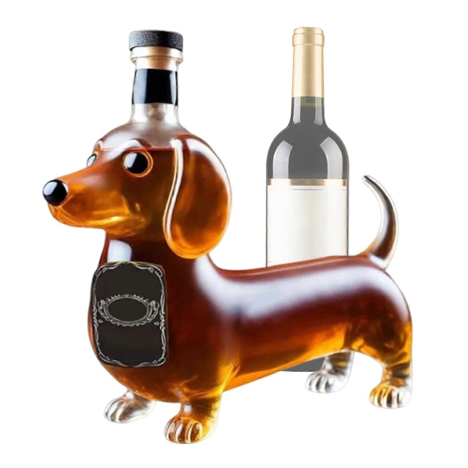 Whiskyflaschen - Dackelförmige Glas Likörflaschen, Dekorative Tierstatue Weinbehälter, Transparenter Dekanter für Geschenke