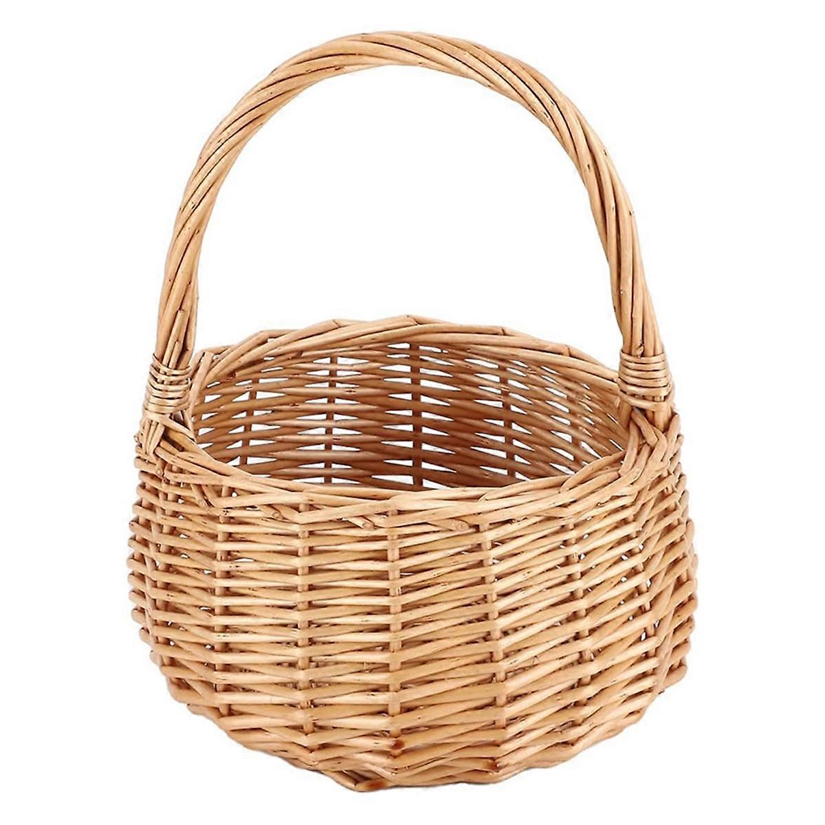 Wicker Picnic Basket with Handle,Willow Flower Girl Basket for Weddings,Garden and Home Decor -Wick