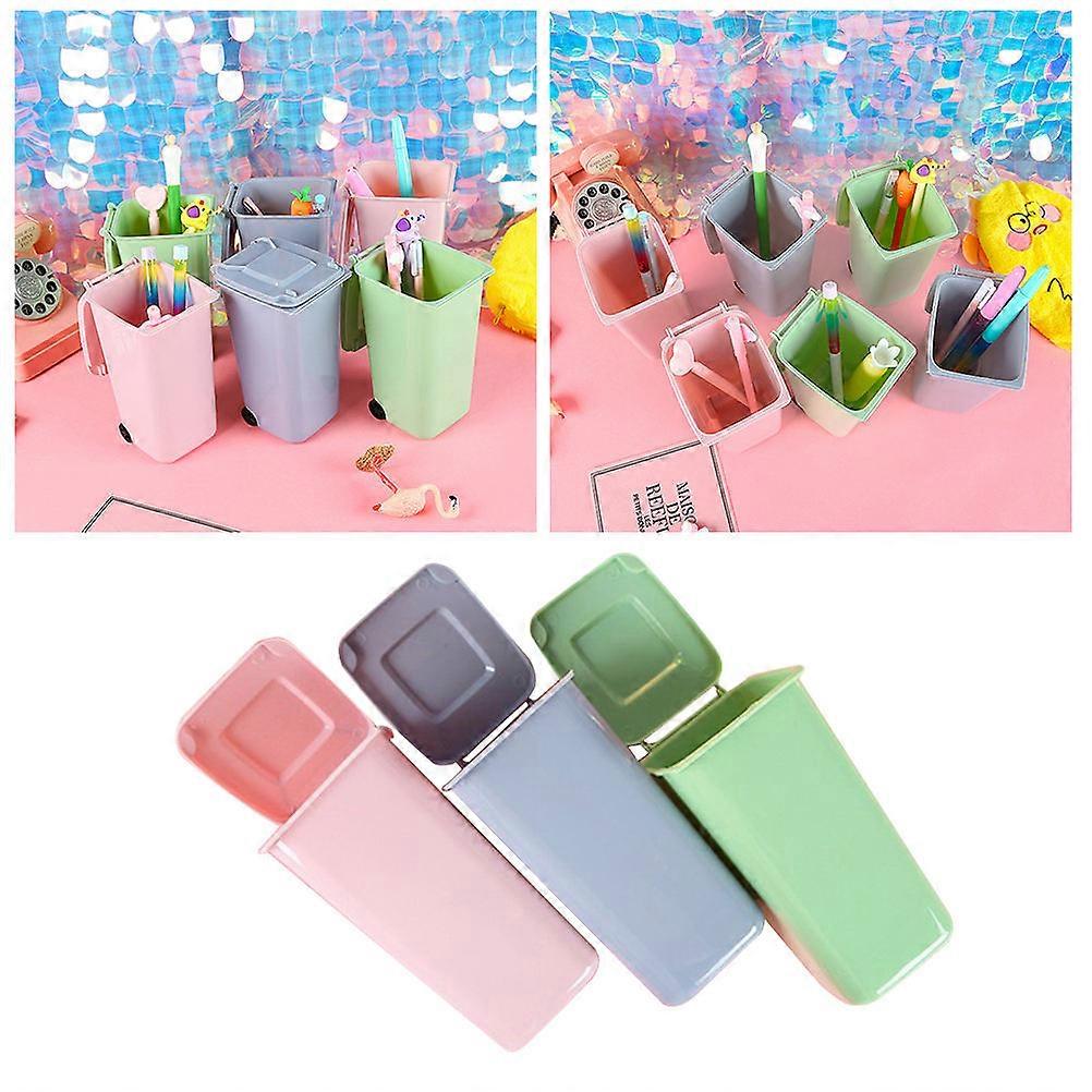 Pencil Holder Pot Mini Trash Can Shaped For General Users Nestable Design Space Saving 3Pack